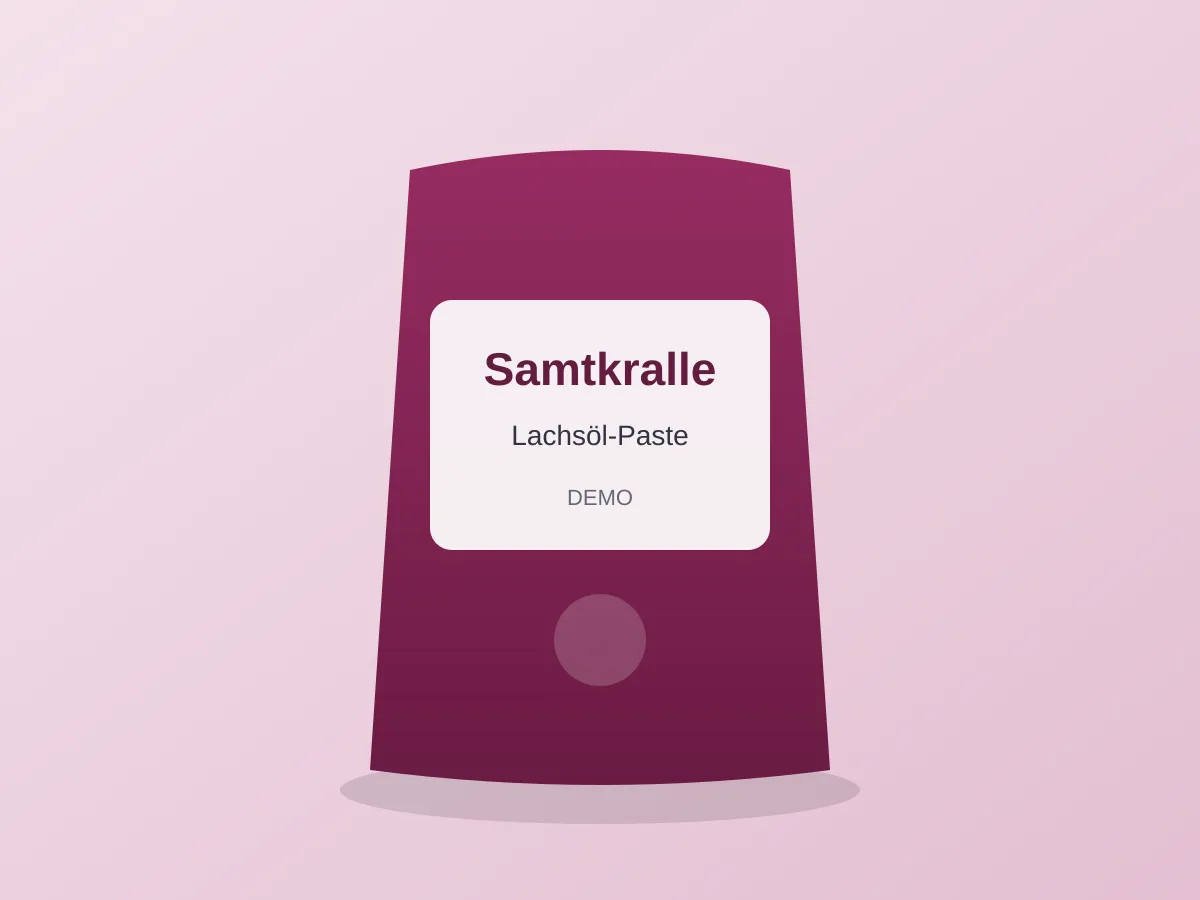 Verpackung von Samtkralle Lachsöl-Paste