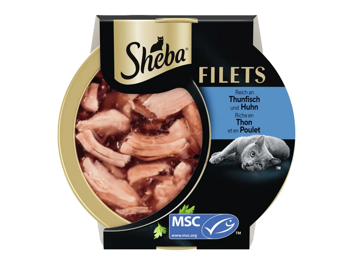Schale Sheba Filets Thunfisch & Huhn, 60 g (Bild: Hersteller)