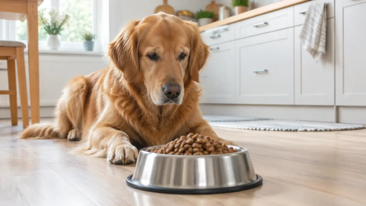 Napf mit Trockenfutter für Hunde, Illustration