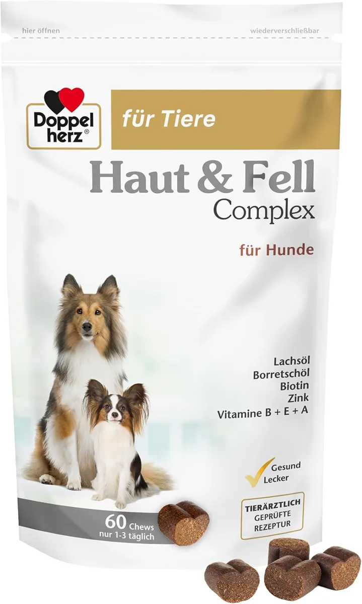 Doppelherz Haut & Fell Complex für Hunde, Beutel mit 60 Chews