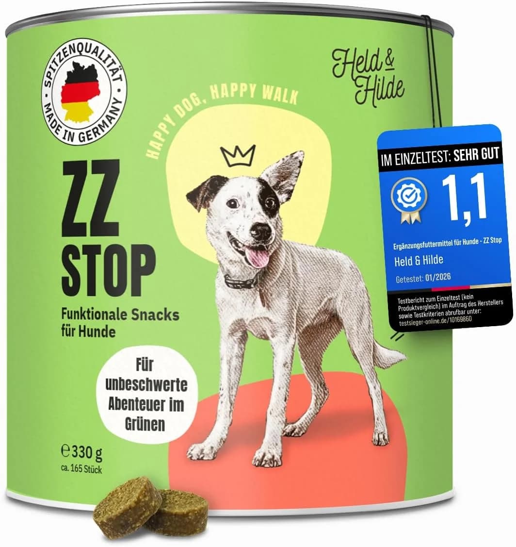 Dose Held & Hilde ZZ STOP Funktionale Snacks für Hunde, 330 g, ca. 165 Stück, Produktfoto des Herstellers