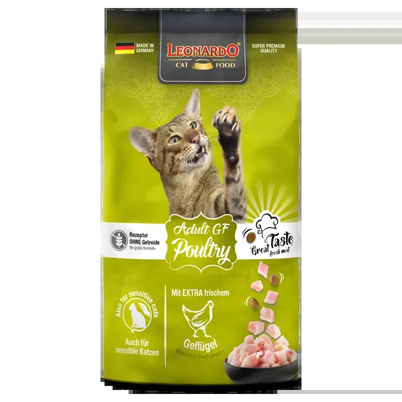 Sack Leonardo Adult GF Poultry, getreidefreies Katzen-Trockenfutter (Bild: Hersteller)