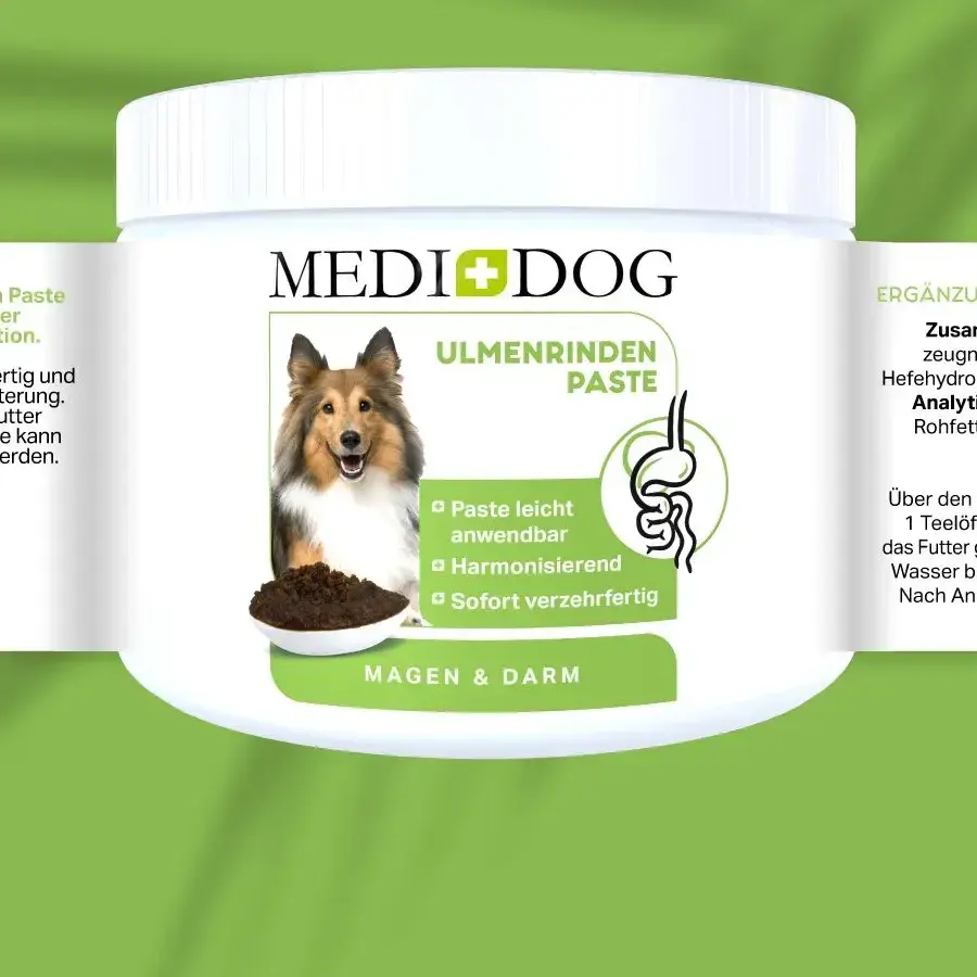 Dose Medidog Ulmenrinden Paste Magen & Darm mit Etikett (Herstellerfoto)