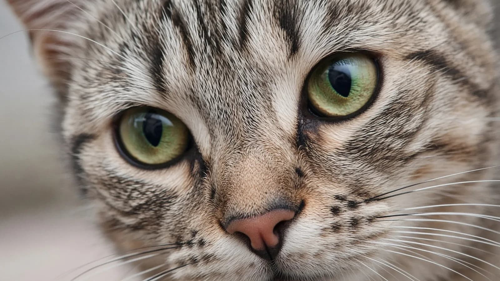 Nahaufnahme eines Katzengesichts mit grünen Augen – Symbolbild (KI-generiert)