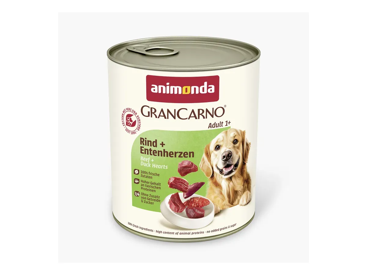 Dose animonda GranCarno Adult Rind + Entenherzen, 800 g (Bild: Hersteller)
