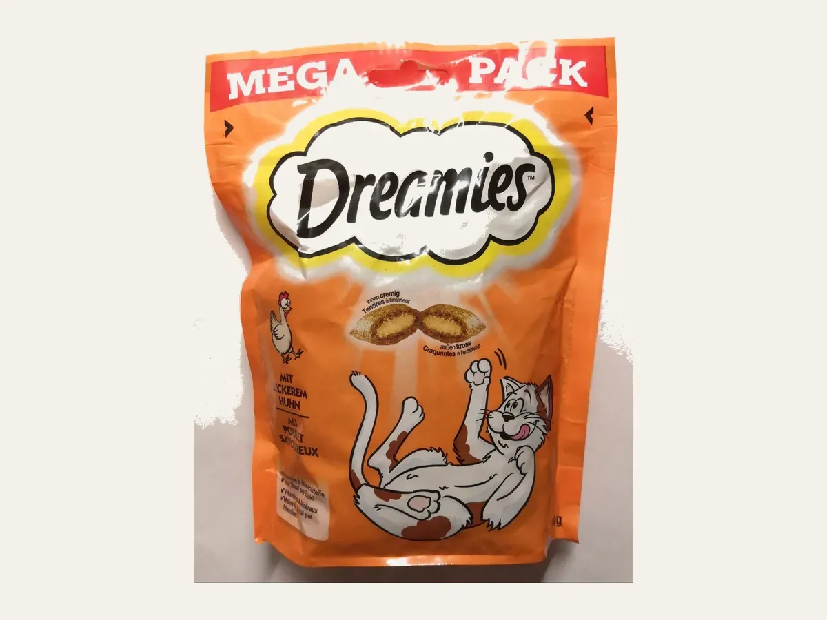 Verpackung Dreamies mit Huhn, Mega Pack 180 g