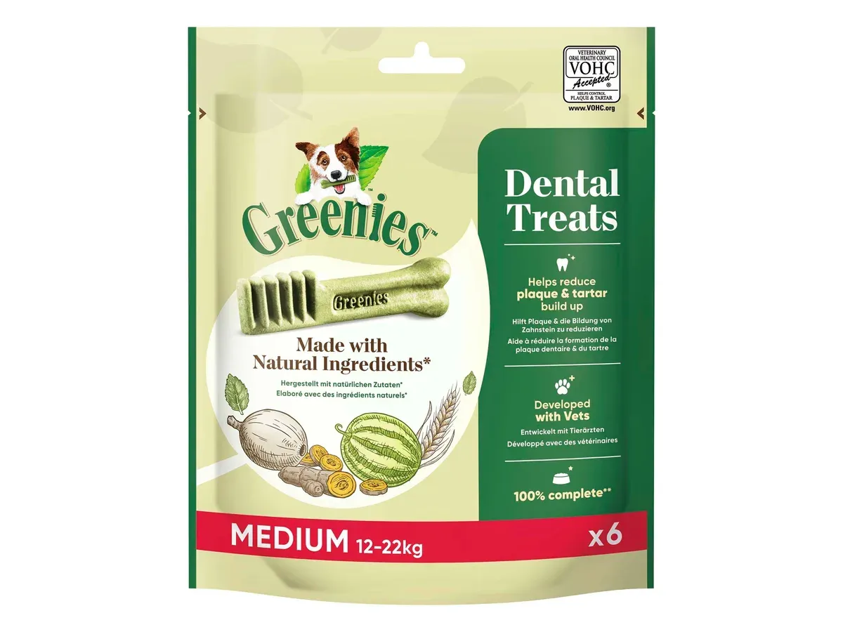 Beutel Greenies Original Dental Treats Medium 12–22 kg, 6 Stück (Bild: Hersteller)