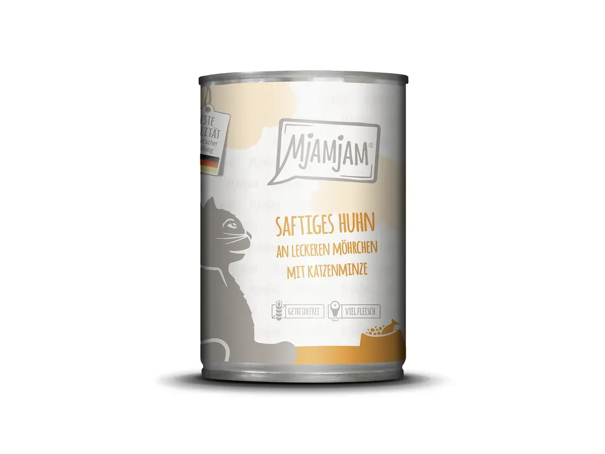 Dose MjAMjAM Saftiges Huhn an leckeren Möhrchen, 400 g (Bild: Hersteller)