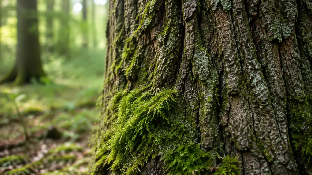 Nahaufnahme einer Ulme mit gesunder Rinde im Wald